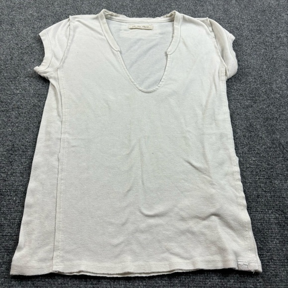 WE THE FREE FREE PEOPLE Women’s White short sleeve V-Neck T-Shirt size: Small - Picture 1 of 7